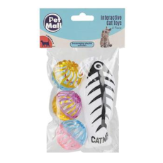 Cat Toy Balls & Fish - 4 Piece